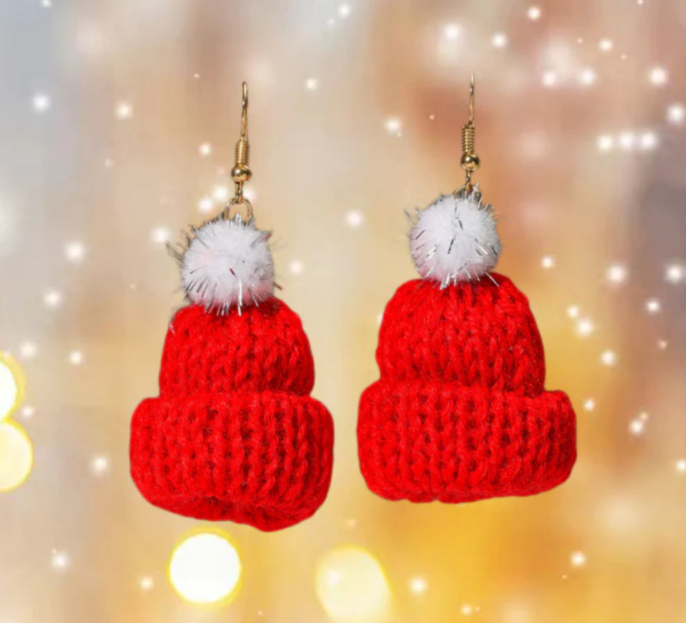 Knitted Winter Hat Earrings