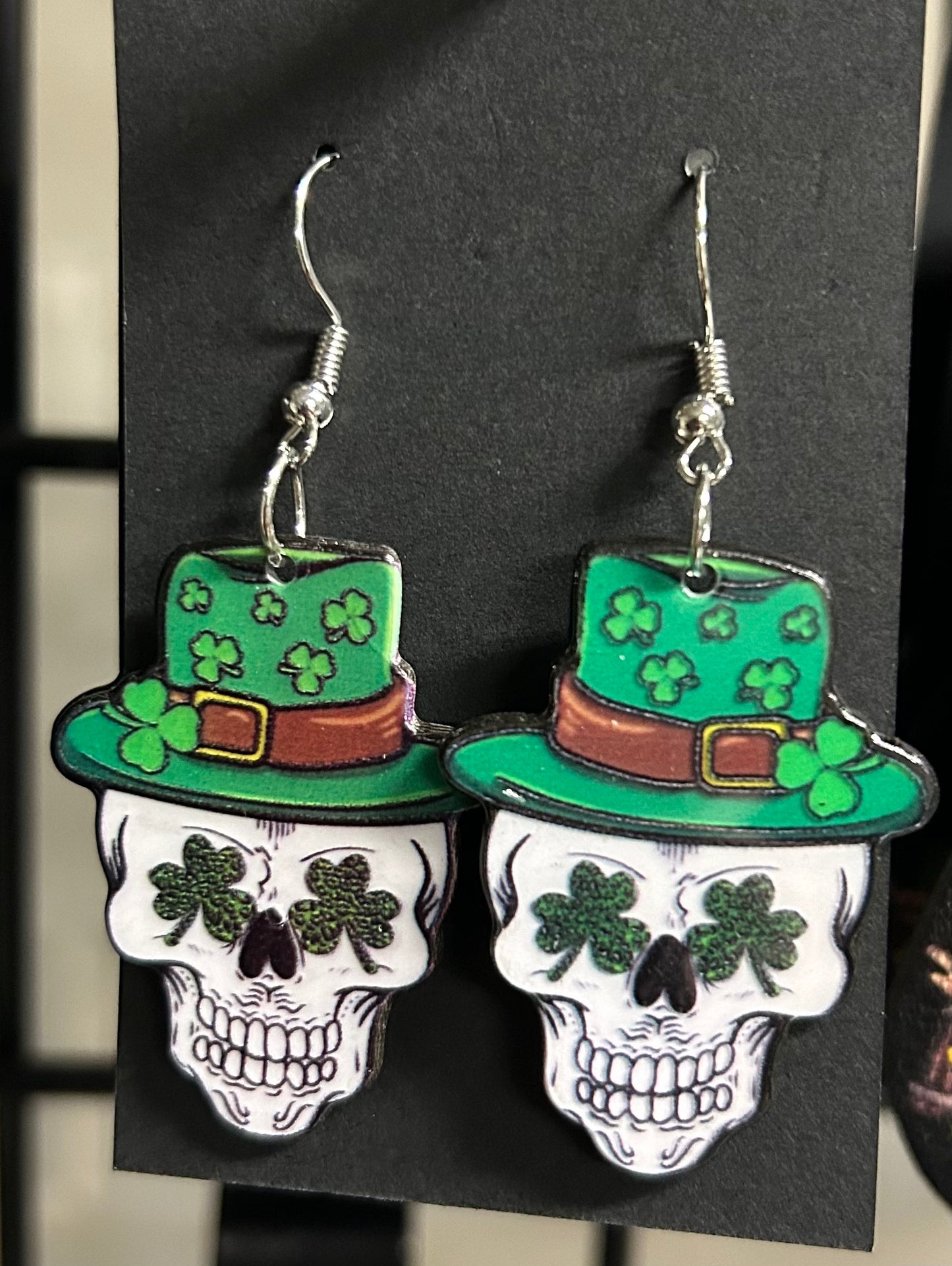 Skeleton Shamrock Earrings