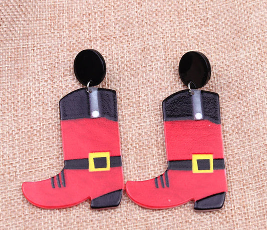 Red Santa Boots Earrings