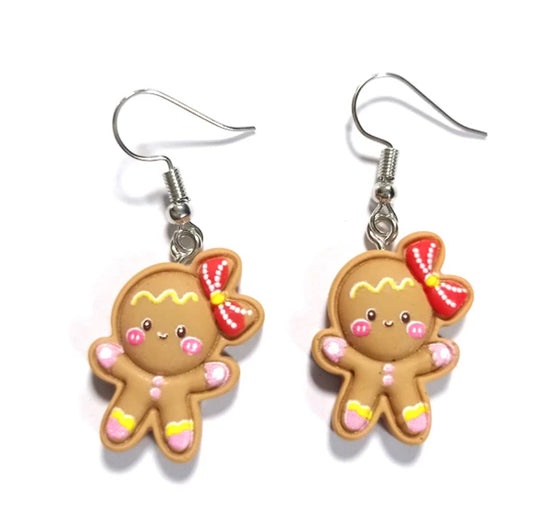 Gingerbread with Bow Earrings