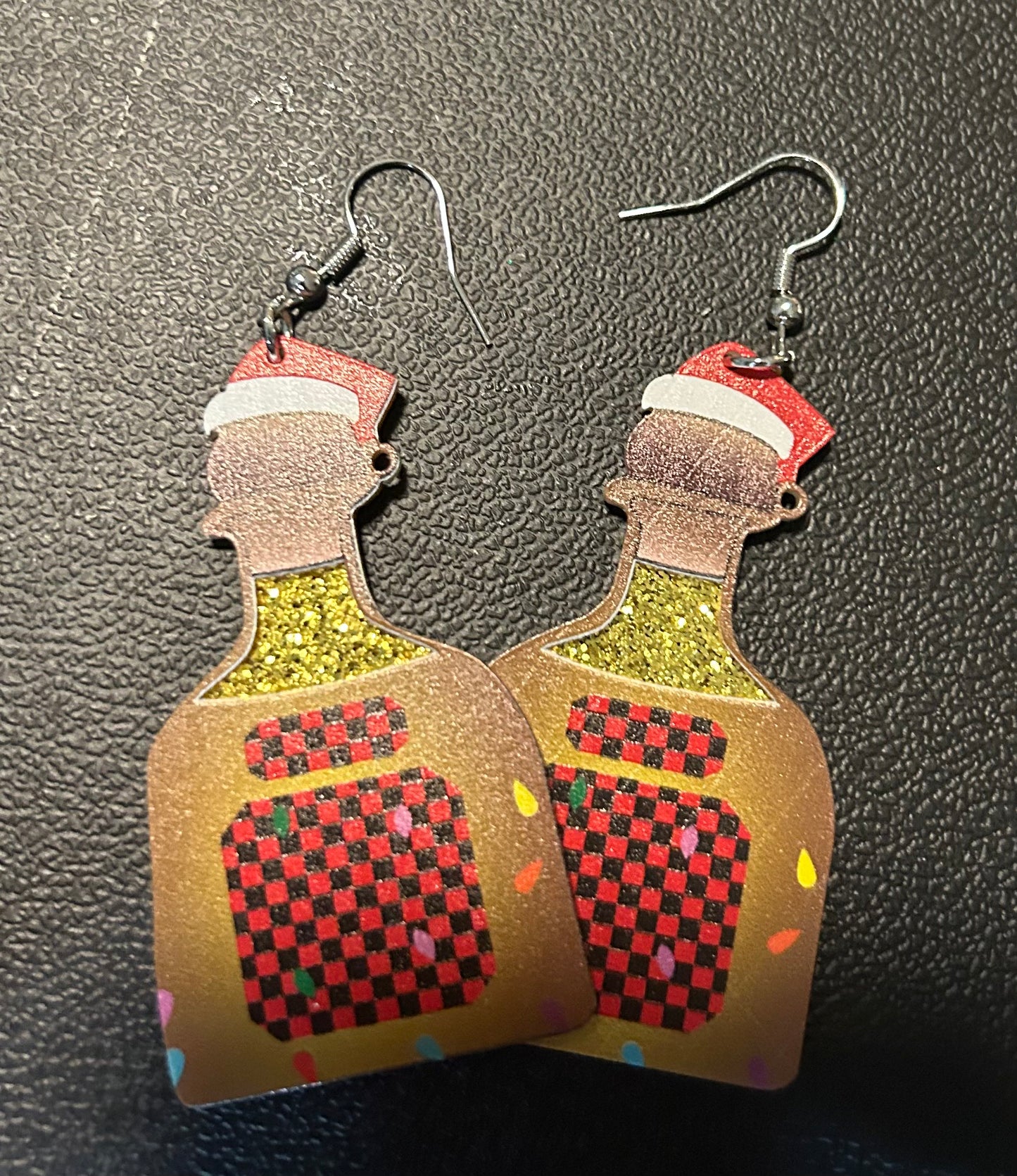 Alcohol Bottle Christmas Earrings