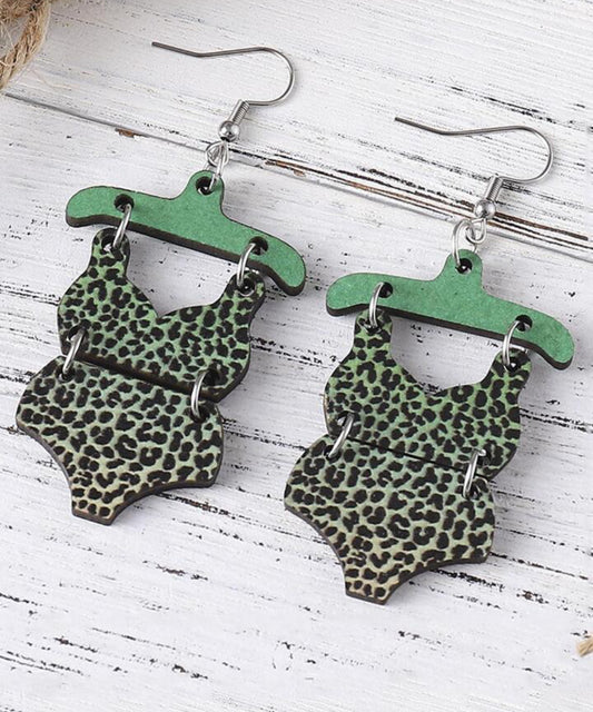 Green Leopard Bikini Earrings