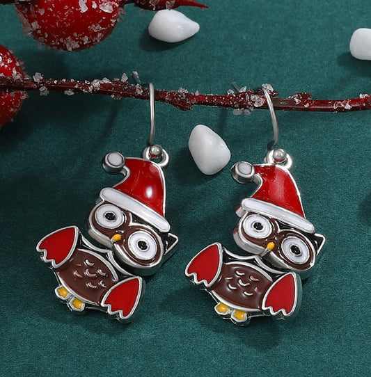 Christmas Owl Earrings
