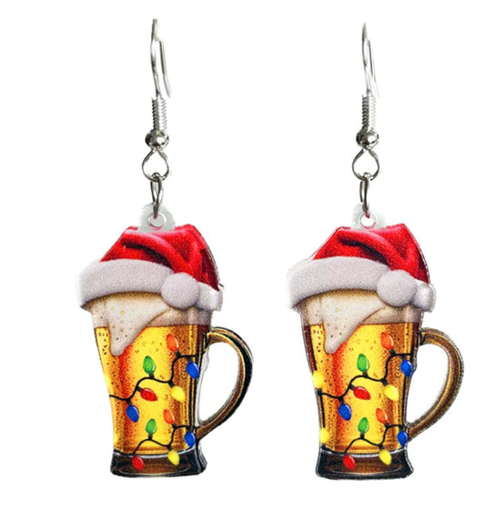 Beer with Hat and Lights Earrings