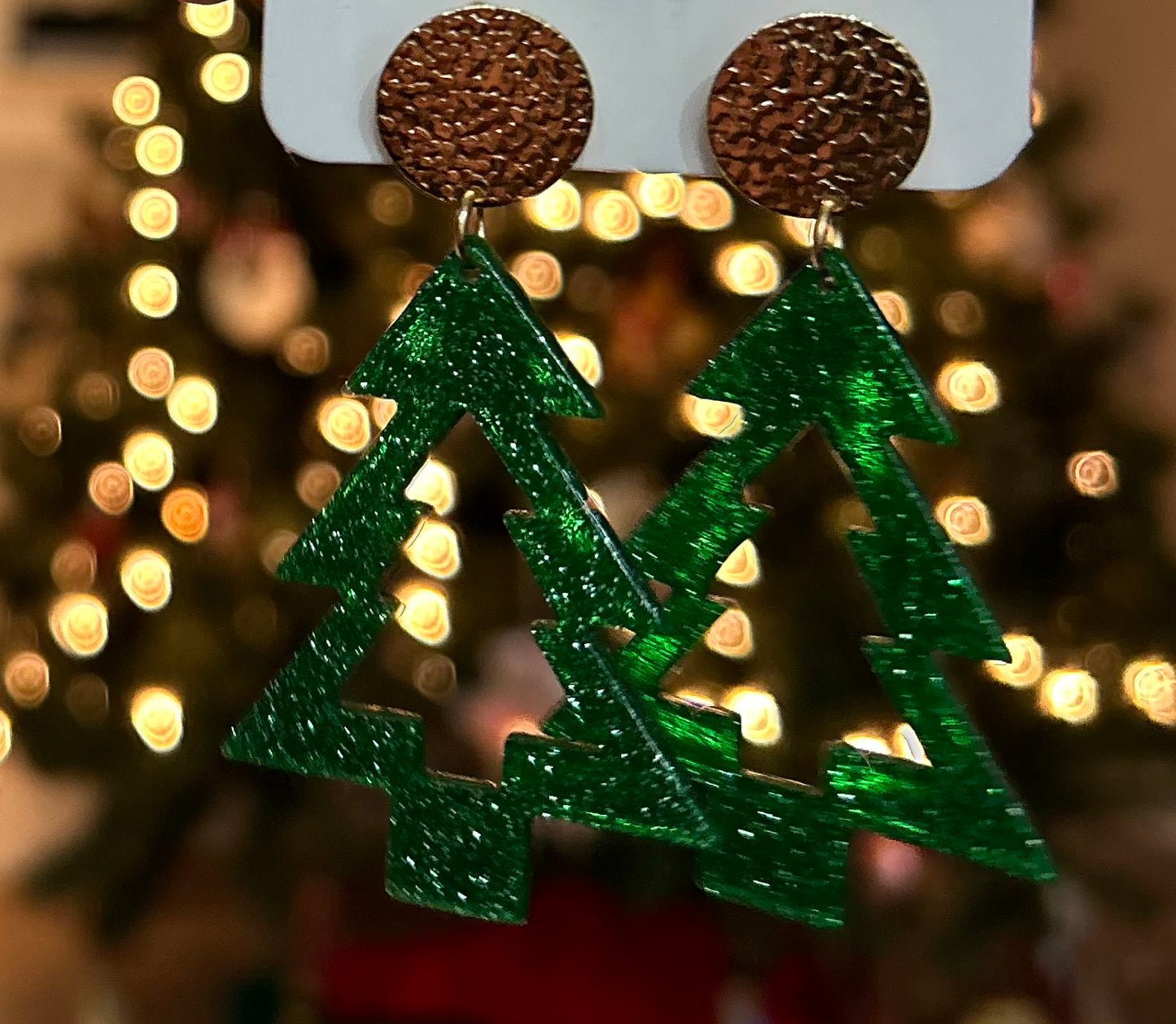 Sparkle Christmas Tree Cutout Earrings