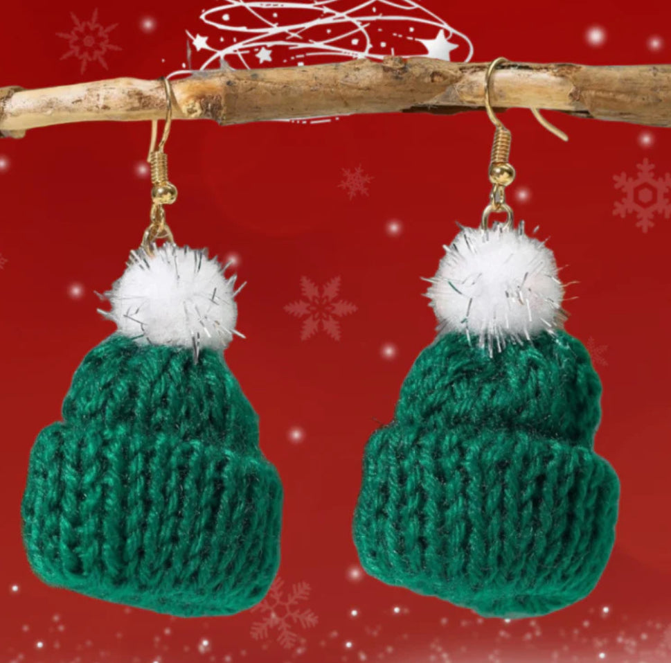 Knitted Winter Hat Earrings