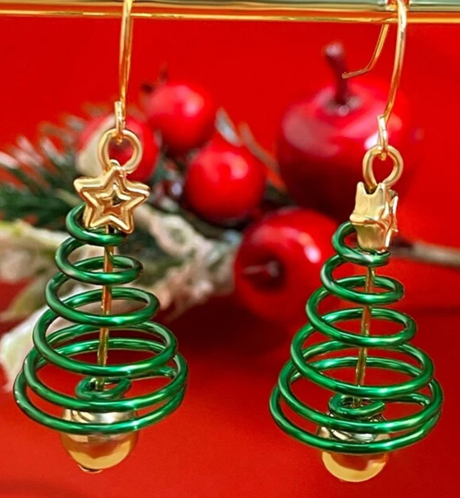 Spiral Christmas Tree Earrings