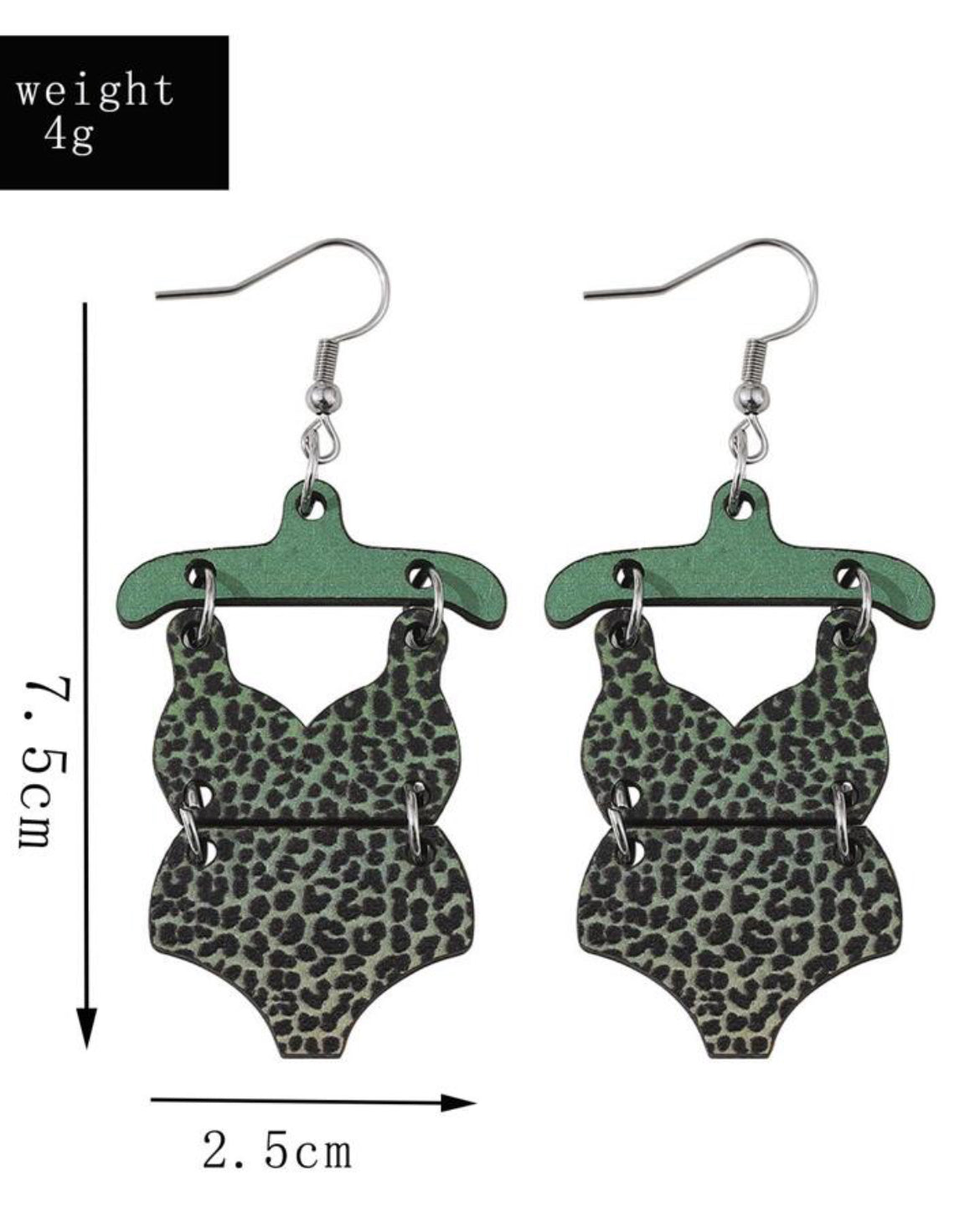 Green Leopard Bikini Earrings