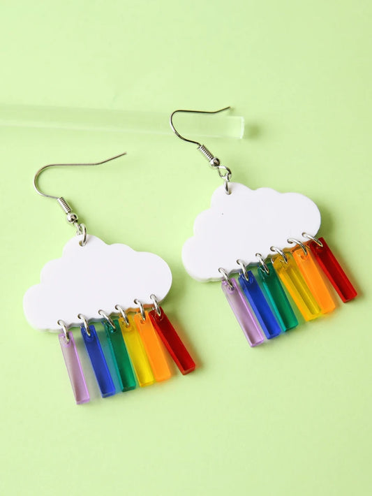 Cloud Dangle Rainbow Earrings