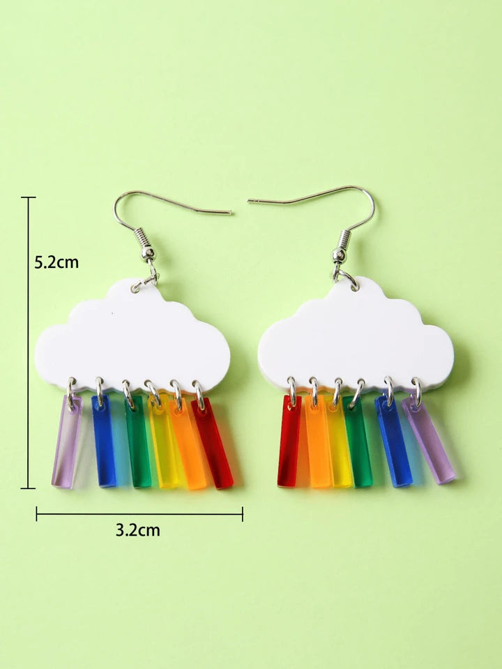 Cloud Dangle Rainbow Earrings