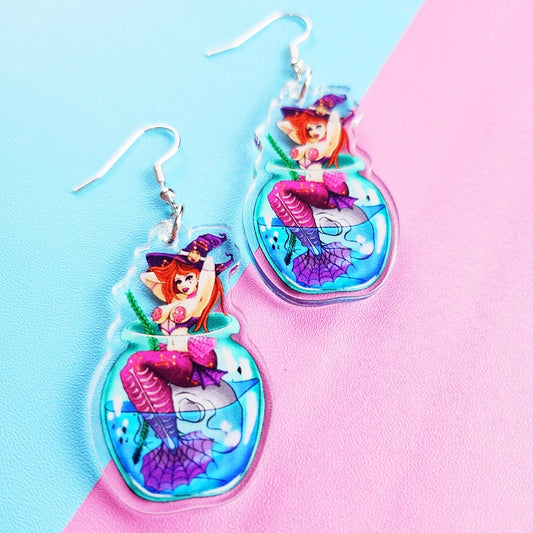 Witch Mermaid Pin-Up Earrings