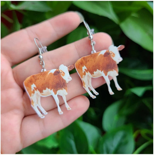 Mini Brown Cow Earrings
