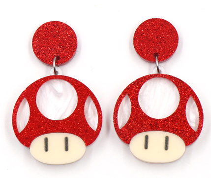 Mario Inspired Mushroom Earrings