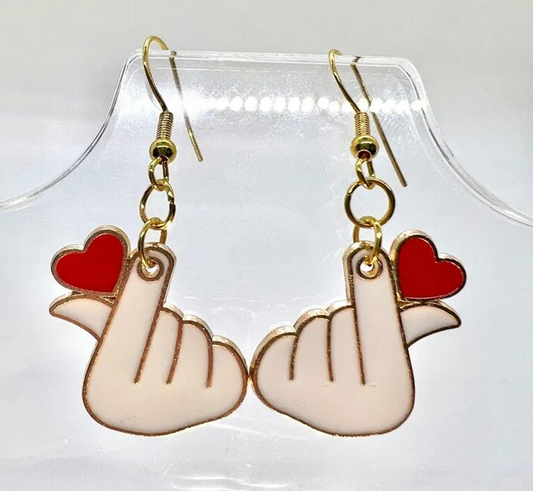 K Pop Heart Earrings