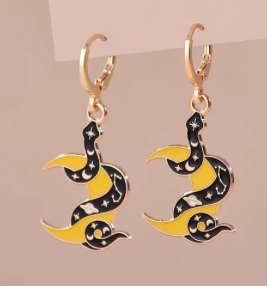 Crescent Moon with Snake Earrings