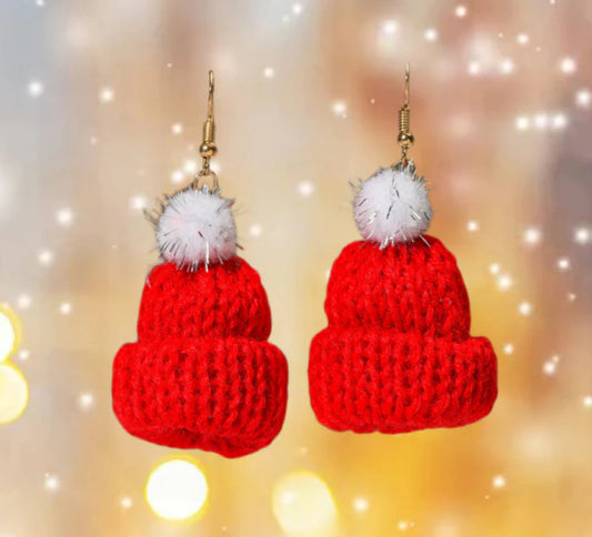 Knitted Winter Hat Earrings