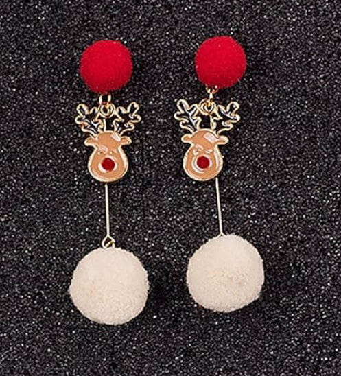 Rudolph Pom Pom Dangle Earrings