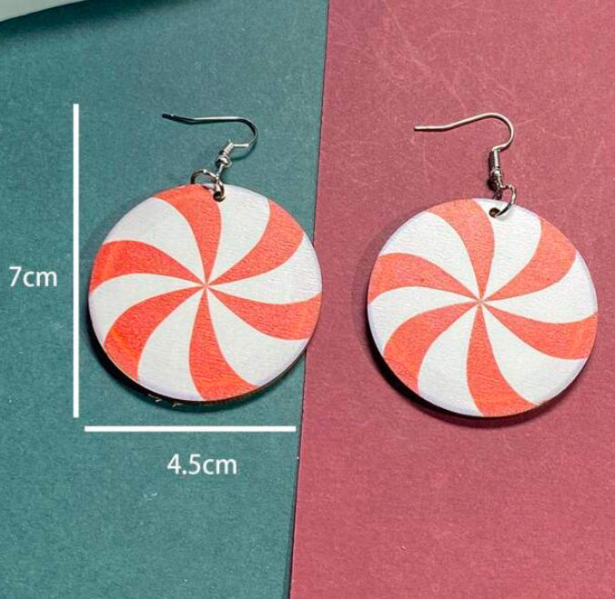 Peppermint Wooden Earrings