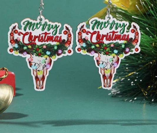 Merry Christmas Wooden Earrings