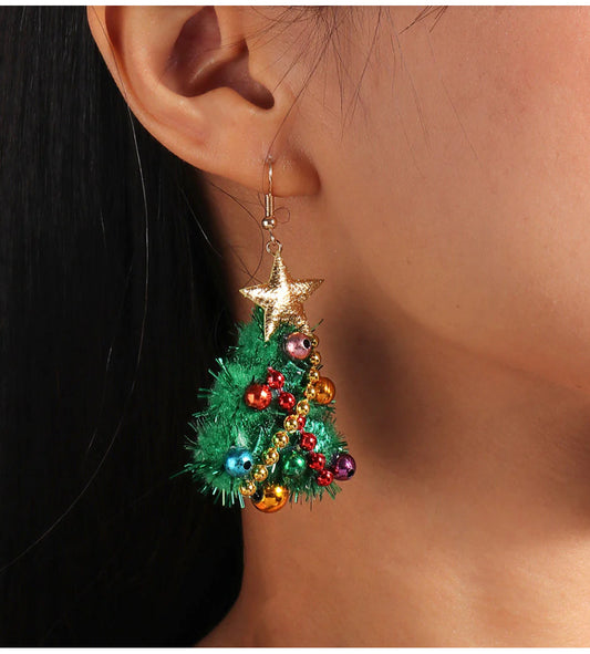 Pom Pom Christmas Trees Earrings