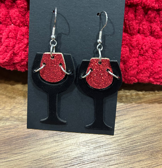 Glitter Wine Glass Earrings