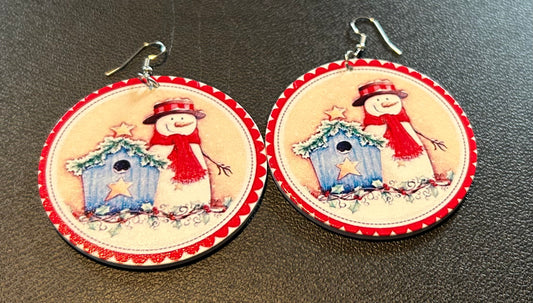 Vintage Snowman Earrings