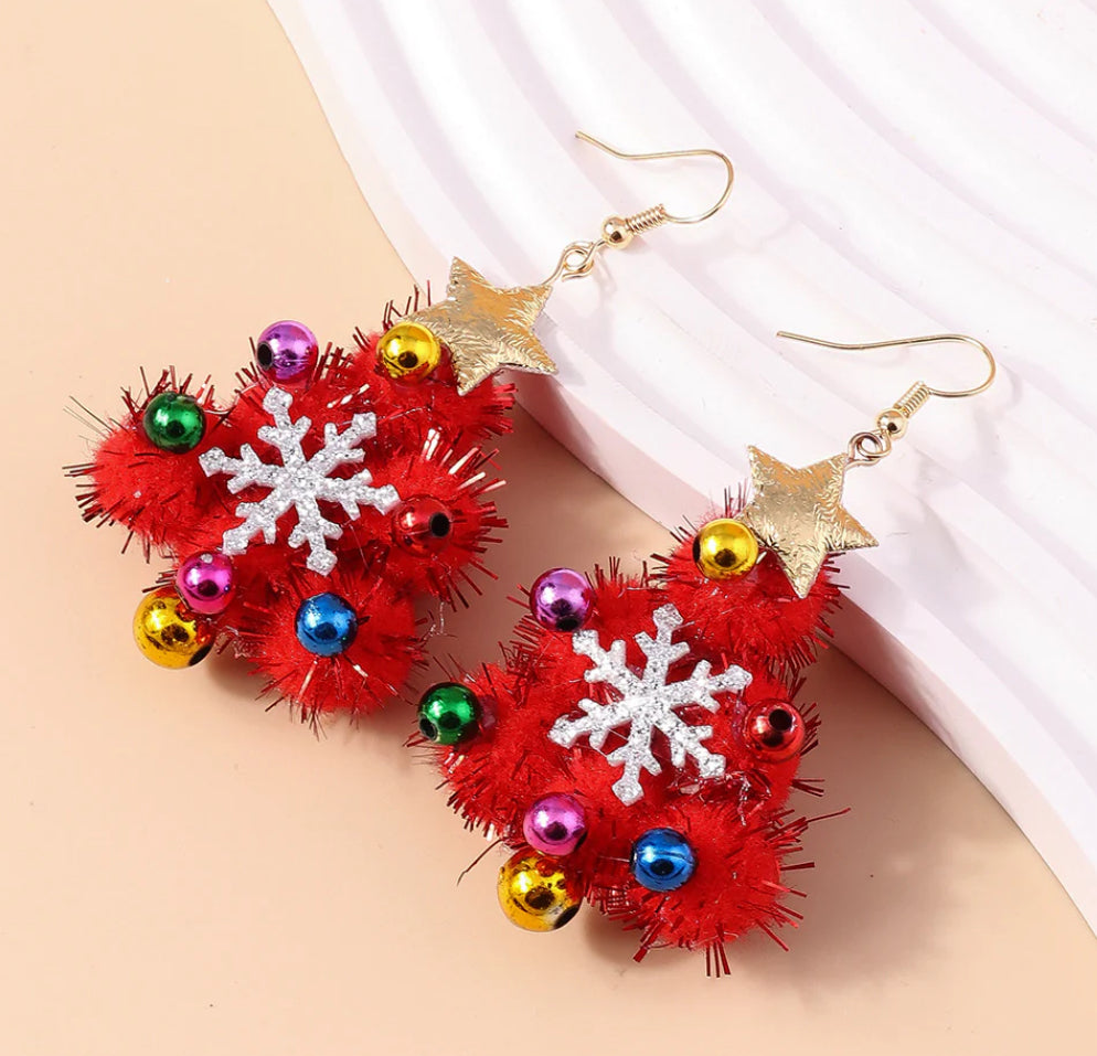 Pom Pom Christmas Trees Earrings