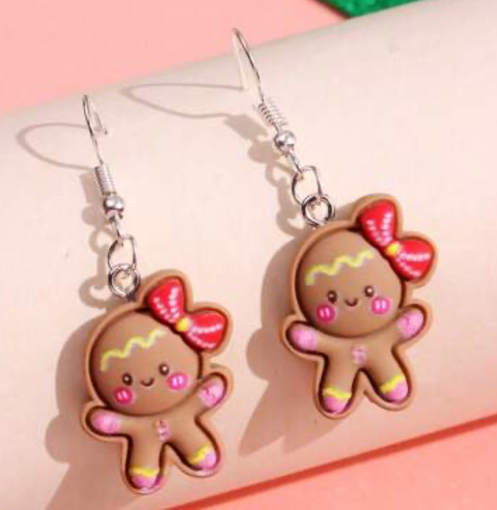 Gingerbread with Bow Earrings