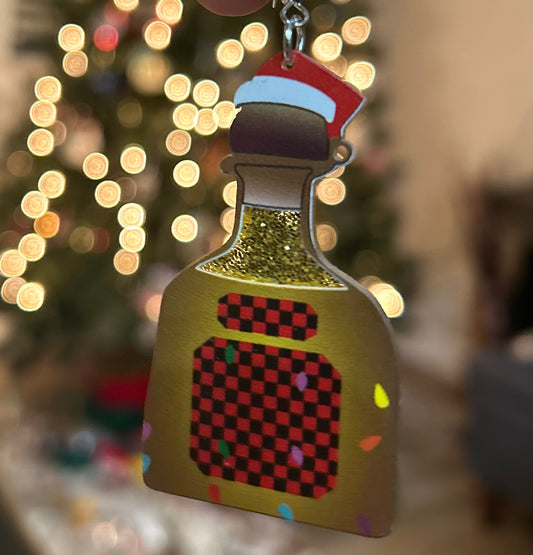 Alcohol Bottle Christmas Earrings