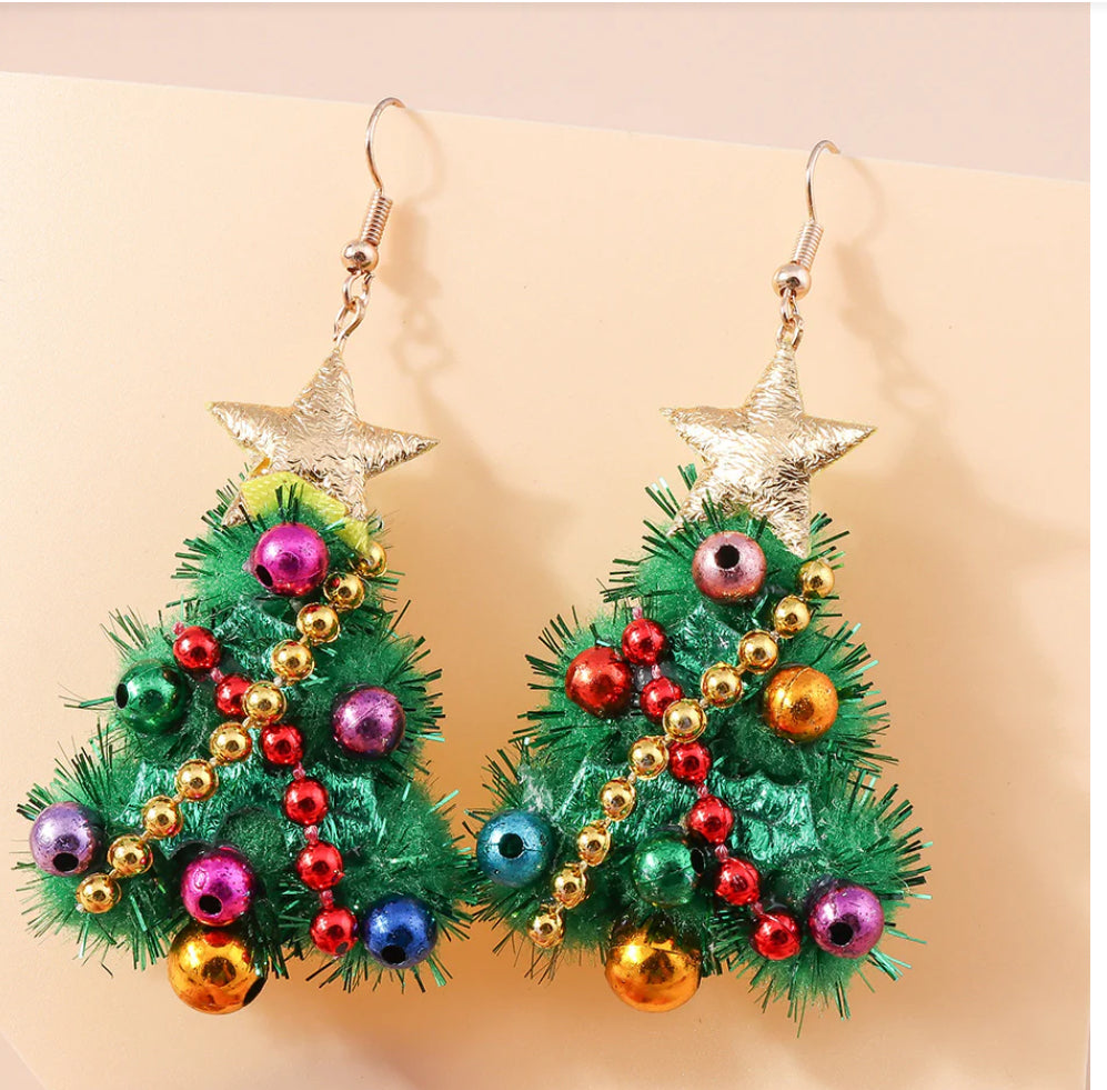 Pom Pom Christmas Trees Earrings