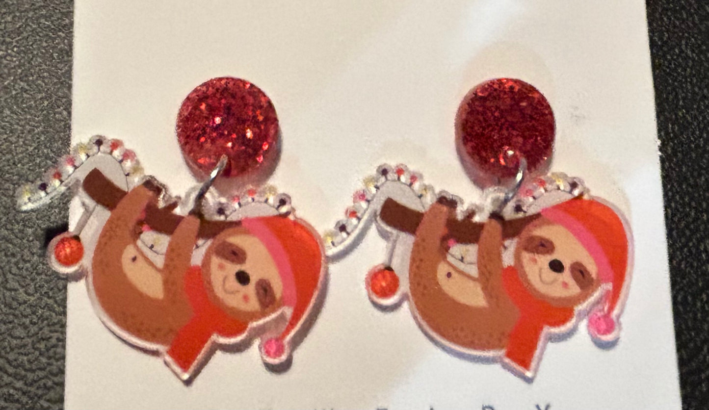 Sloth Holiday Earrings