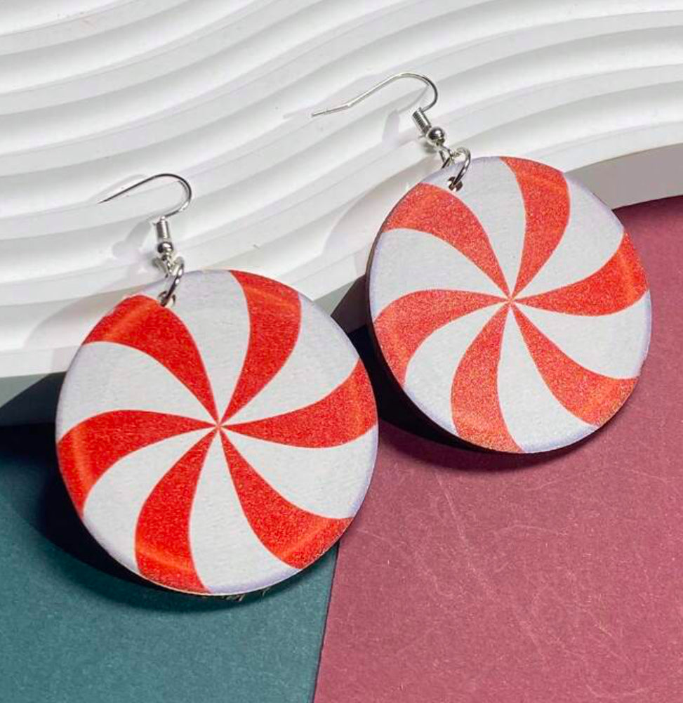 Peppermint Wooden Earrings