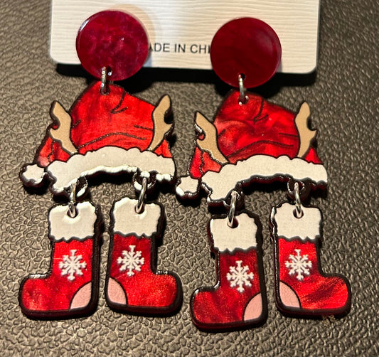 Boot and Santa Hat Earrings