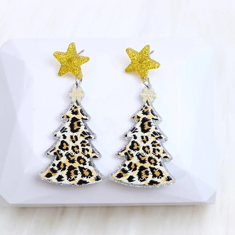 Acrylic Christmas Tree Earrings
