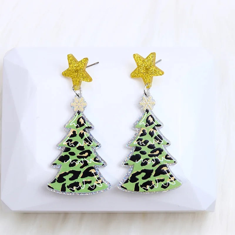 Acrylic Christmas Tree Earrings