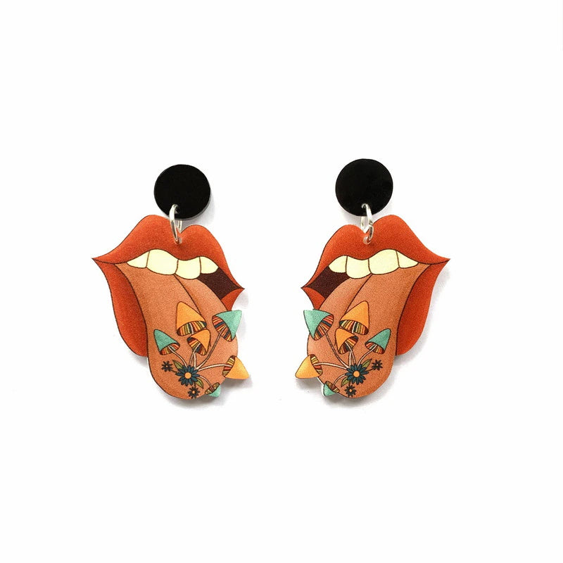 Vintage Mushrooms on Tongue Earrings