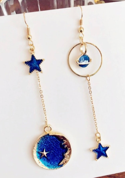 Moon and Space Earrings