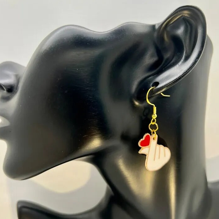 K Pop Heart Earrings