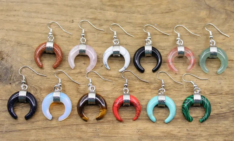 Crescent Moon Crystal Earrings