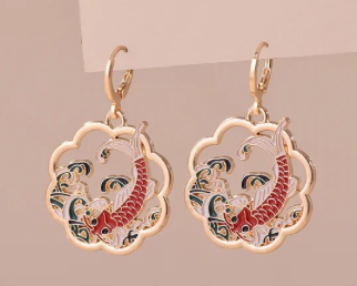 Traditional Red Carpe Koi Earrings